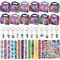 Inside Out Thema Party Geschenke, Kindergeburtstag Mitgebsel Set, 12 Slap Armbänder+12 Cartoon Schlüsselanhänger+12 Geschenkboxen Kinder+50 Wasserfeste Aufkleber, Geburtstag Party Geschenke für Kinder