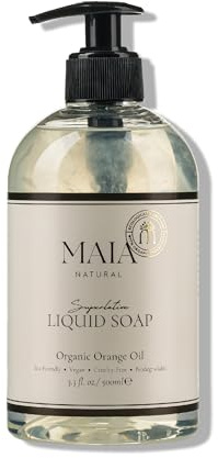 MAIA NATURAL Liquid Hand Soap 500ml | Vegan & ECOGARANTIE® Certified | Eco-Friendly, Non-Toxic,Plant-Based | Paraben-Free | Biodegradable Formula| Safe for Sensitive Skin| Organic Essential Orange Oil