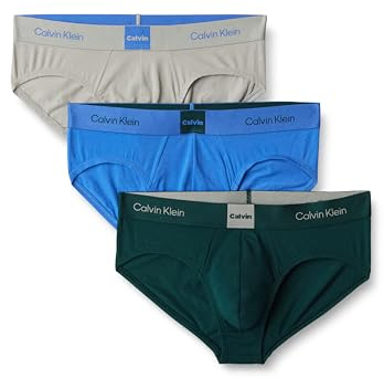 Calvin Klein Men's HIP BRIEF 3PK LV00NB4475 Brief, Multi (GREATEST GREY/PONDEROSA PINE/IRIS B), XL