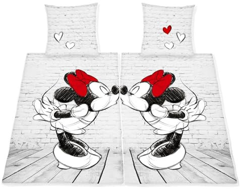 Disney Minnie & Minnie Mouse Partner Bettwäsche Pride, 4-teilig, 80x80 + 135x200cm, 100% Baumwolle/Doppelpack, gleichgeschlechtlich