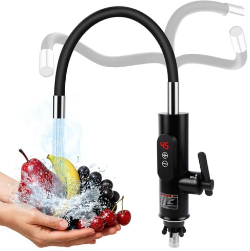 Elektrischer Wasserhahn mit Durchlauferhitzer, 220V 3300W Warmwasserhahn Küchenarmatur Smart Heater Wasserboiler für Küche, Garten, Bad, Wohwagen, Camping
