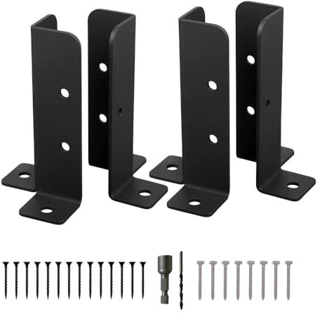 Crozgan 4pcs Deck Post Anchor Base Brackets Wood Fence Pergola Post Base Brackets Fit 1.5x1.5, 2x2, 2x4, 4x4 Adjustable Suitable for Deck Railing Mailbox Support