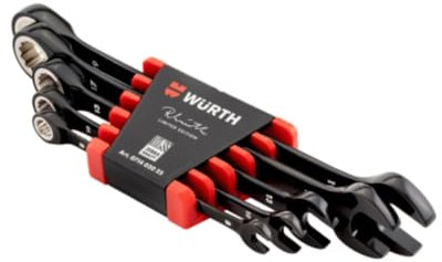 WURTH Set chiavi combinate con cricchetto 5 pezzi - Edizione limitata RW - 8/10/13/17/19 mm - Acciaio cromo-vanadio - Manico reversibile - Alta precisione