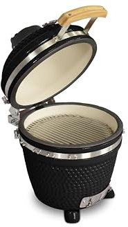 CL-16 ohne Standfuß Kamado Profi Keramik Grill BBQ Grillei Holzkohlegrill Keramikgrill Grillrostdurchmesser 33,5 cm (Schwarz, Ø 40 cm Kompakt)
