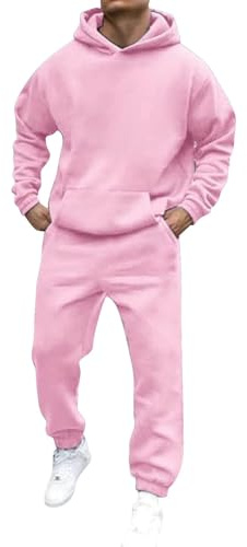 Ensemble de survêtement uni à capuche pour homme - Sweat à capuche - Pantalon - Décontracté - En polaire chaude - Coupe ajustée - Avec cordon de serrage et poches avant