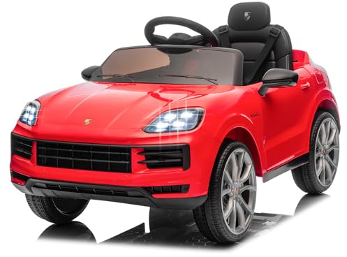 LALAHO Kinder Elektroauto 12V 2-türig mit 2,4G-Fernbedienung MP3 Rot | Mit Musik, Hupe und LED-Leuchten, elektrisches Kinderfahrzeug für Kinder