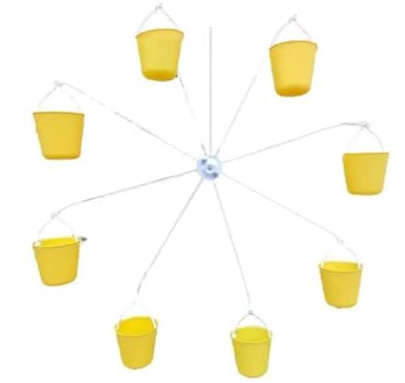 Gosera Wheel Bird Feeder Pet Bird Foraging Toys 8 Feeding Buckets with Food Dispenser for Indoor Outdoor