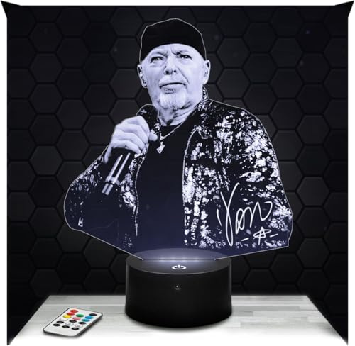 Lampephoto.fr - Lampe Vasco Rossi 3D Touch Nachtlicht Italienischer Sänger | Made in France, Sockel & Größe wählbar, dimmbar, Batterie/USB, HD-Lasergravur, Geschenk für Sie & Ihn
