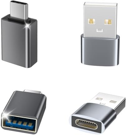 Dciopoxc USB C Adapter 4 Stück, USB auf Typ C 3.2 Adapter (2 Pack) & Typ C auf A Stecker (2 Pack), USB Adapter Kompatibel mit iPhone 17 Galaxy Laptop MacBook Pro Airpods iPad PC Hub usw