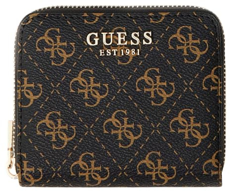 GUESS Geldbörse Laurel II SLG Small Zip Around Wallet Brown Logo Dunkelbraun
