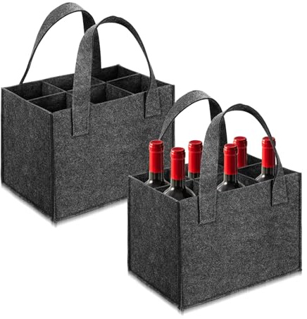 Flaschentasche 6 Flaschen,2 Stück Filz Flaschenträger mit Griff 24*16*18cm