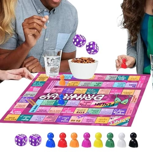 Lustige Trinkspiele für Erwachsene – Trinkspielbrett mit Ledermatte | Interaktives Partyspiel für Erwachsene für Spieleabende, Geburtstage und gesellschaftliche Treffen ab 1