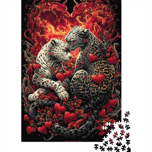 Für Erwachsene 1000 Stück Puzzle Leopard Herz Feuer Anspruchsvoll