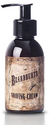 Beardburys Shaving Cream | Rasiercreme für empfindliche Haut von Bart und Schnurrbart. Rasierschaum mit Aloe Vera und Vitamin E für Männer. Sanftes und erfrischendes Gel mit Menthol-Duft. 150 ml
