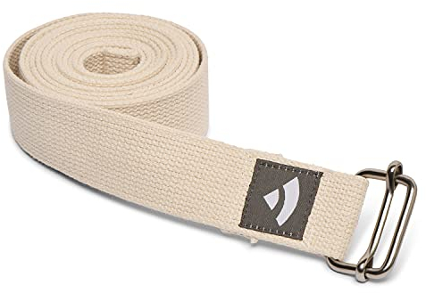 Bodhi Yogagurt | ASANA Belt aus 100% Baumwolle | Praktisches Yoga-Zubehör zur Dehnung | Yoga-Gurt mit Schiebeschnalle aus Metall | Anfänger & Fortgeschrittene | 250 x 3,8 cm (natur)