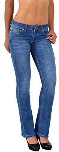 ESRA Bootcut Jeans Damen Low Waist Jeans Damen Stretch Schlaghose bis Übergröße B200