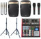 IMPIANTO AUDIO 835 PACK kit professionale con mixer, coppia di diffusori, supporti, 2 microfoni e cavi, per cantinette, bar, karaoke ecc.