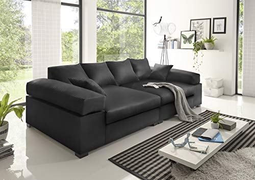 Reboz Big Sofa weiß grau beige braun schwarz Megasofa Kunstleder (Schwarz)