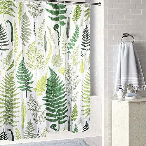 JOTOM Water Resistant Polyester Fabric Green Leaf and Flower Bathroom Curtain with Hooks,Shower Curtain for Bathroom Decor,180x180cm (Green Leaf 4)