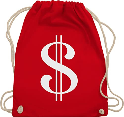 Turnbeutel Rucksack - Karneval & Fasching - Taschen - Dollar Zeichen Money I Räuber I Dieb I Panzerknacker I Geld I Bankräuber - Unisize - Rot - sack mit dollarzeichen karnevalsbeutel faschings