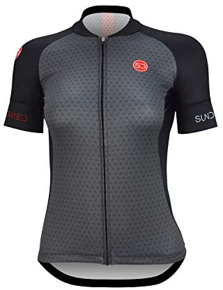 SUNDRIED Frauen Zyklus Jersey Kurzarm Rennrad und Mountainbike-Jersey (XXL, Schwarz)