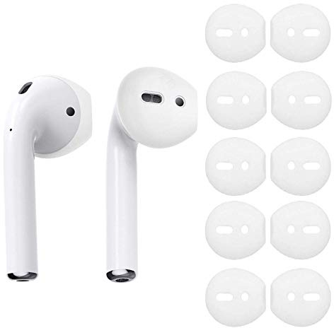OneCut Silikon-Ohrstöpsel, kompatibel mit AirPods 1 & 2, rutschfest, kratzfest, weiche Ohrstöpsel für EarPods, Kopfhörer, Kopfhörer, Ohrhörer, Ohrhörer, Weiß, 5 Paar