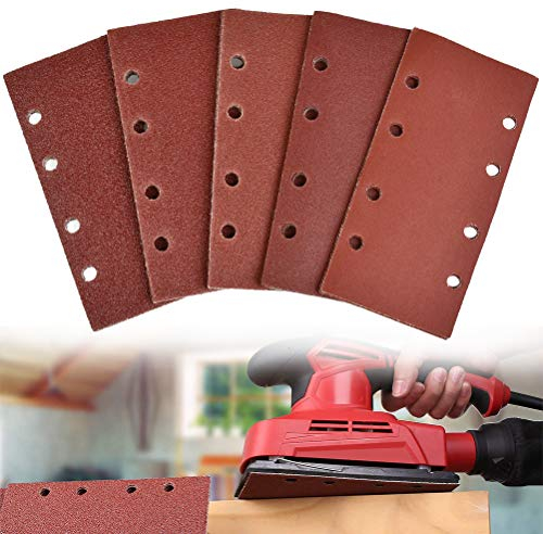 FOROREH Fogli Abrasivi per Levigatrici Orbitali, Lastre di Vetro 93X185mm Rettangolo 8 Fori, Grana 40/60/80/120/240-25 Fogli