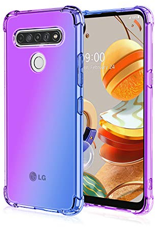 JIAFEI Hülle für LG K61 Gradient Color Handyhülle TPU Gradient Dünn Schutzhülle Anti-Fall Handytasche Handy Case Kompatibel mit LG K61, Lila/blau