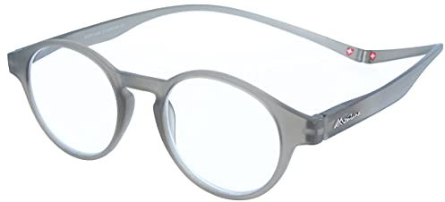 funktionelle MONTANA Lesebrille/-hilfe mit Magnetbügelenden und transparentem Stecketui - MAG in grau + 3,50 dpt