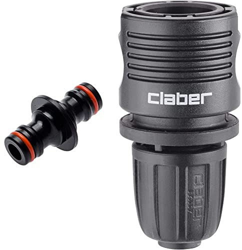 Claber Giunzione Raccordi rapidi 2 Innesti Maschi 8613 & 91009 Goccia a Raccordo Automatico, Nero