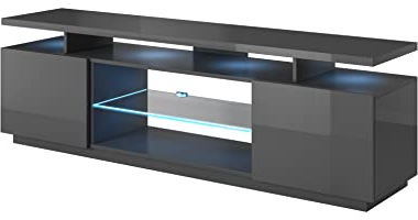 BIM Furniture Lowboard TV Schrank Estelle 180 cm Stehen universal Unterschrank Fernsehschrank TV Board Sideboard HiFi-Tisch Hängender Schrank (Graphit)
