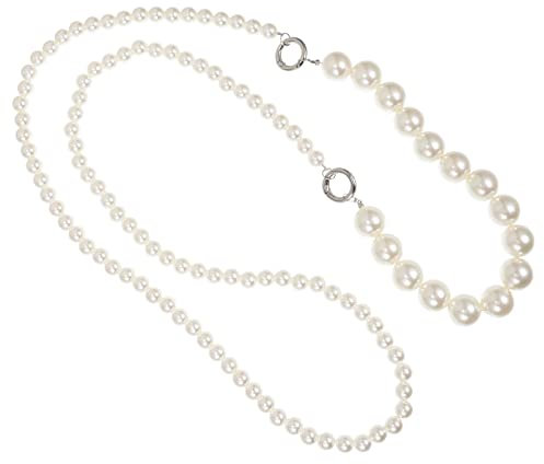 UKCOCO Pearl Beaded Phone Lanyard Phone Case Hanging Chain Anti Lost Phone Strap Handbag Pearl Charm Pearl Necklace Jewelry (White)