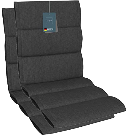 LILENO HOME Gartenstuhl Auflagen als [2er Set - Niedriglehner] in Anthrazit - Bequeme Liegen als Sitzauflagen für Gartenmöbel - Stuhlkissen für Gartenstühle und Klappstühle