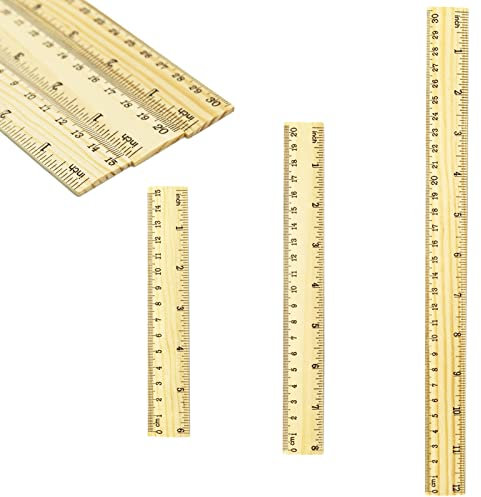 Lineal aus Holz, 15 cm, 20 cm, 30 cm, 3 Stück