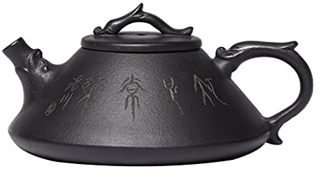 hanxiaoyishop Theiere Top Grade Yixing Purple Argile Pot De Minerai RAV Doré Sable en Or Noir Long Yin Gravé Peint Kung Fu Tea Ensemble Bouilloire ménagère Pot d'argile Violet (Size : 180ml/6.3oz)