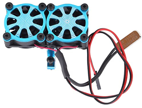 Aluminium Kühlkörper mit Twin Turbo, RC Elektromotor Lüfter, Motorlüfter Motorkühler Ersatz für 36mm 1/10 RC Auto Motor(Blau)