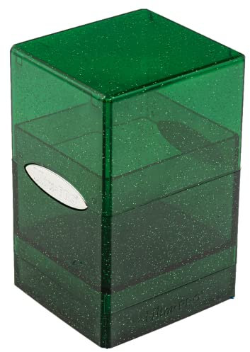 Ultra PRO - Satin Tower 100+ Standard Size Card Deck Box (Green Glitter) - Protect Your Gaming Cards, Sports Cards or Collectible Cards In Ultra Pro's Stylish Glitter Deck Box