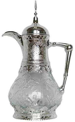 BOSUGE Tetera marroquí 1,6 l, Tetera Fabricada en latón, con Filtro Integrado, Modelo Tradicional, Jarra árabe, Tetera, Calentador de té,Oro