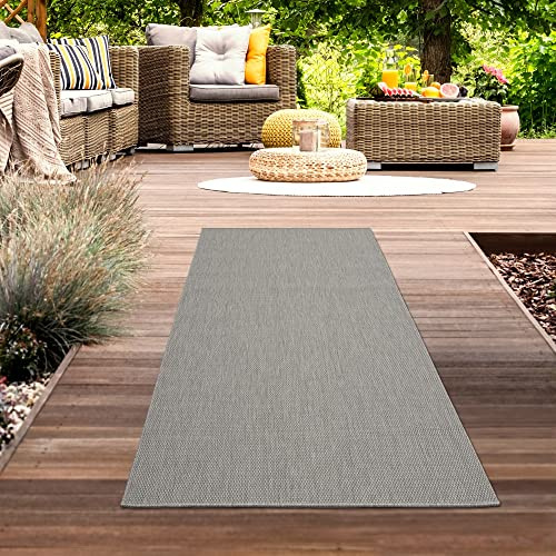 CARPETIA Outdoor Teppich Sisal-Optik Grau Pflegeleicht 80x200 cm | Pflegeleicht, schmutzabweisend, robust und seitlich gekettelt, OEKO-TEX geprüft, für Fußbodenheizung, Balkon & Innenräume