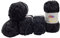 5 x 100 Gramm Himalaya Dolphin Star Strickwolle, Babywolle mit Glitzer, 500 Gramm Wolle Super Bulky (schwarz 92111)