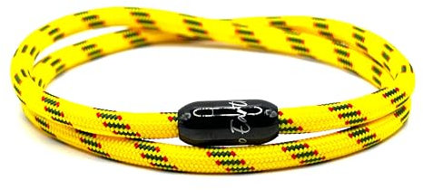 KAROO EARTH JEWELLERY Rope Bracelet | Unisex Braided Paracord Nautical Double Wrap Bracelet with strong Magnetic Clasp | Waterproof surfer bracelet (Large Wrist (20-22cm), Yellow with Black Clasp)