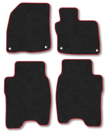 Honda Civic (2008-2011) Carpet Car Mats | Red Edge Trim Tailored Fit Floor Mats Full Coverage Protection Accessories Easy Clean Anti Slip Made in the UK