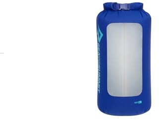 Sea to Summit - Lightweight Dry Bag View M 8L - Wasserdichte Tasche - Sichtfenster - Rollverschluss - Recycling-Gewebe - Befestigung & D-Ring - Wandern - 19,9 x 16,5 x 39cm - Surf Blue - 65g