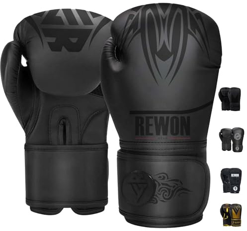 REWON Guantoni Boxe - Muay Thai Kickboxing Allenamento Guanti da Boxe, MMA Sparring Guantoni da Sacco per uomini donne 8oz-16oz
