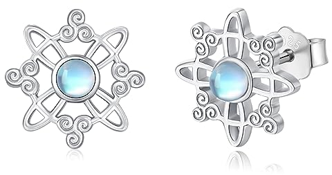 Hexe Ohrringe 925 Sterling Silber Mondstein Pagan Keltischer Ohrstecker für Mädchen Schmuck Mondstein Hexe Geschenke für Frauen Mutter...