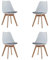 EGOONM 4er Set Moderne Esszimmerstühle, Küchenstühle mit Gepolstertem Leinenkissen, Nordische Stühle für Küche, Büro und Wohnzimmer (Weiß-GZ)