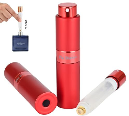Fia Direct Flacone per profumo rotante da 10 ml, ricaricabile e da viaggio, a prova di perdite, con fondo ricaricabile, piccolo e lussuoso mini spray portatile per donne e uomini (rosso)