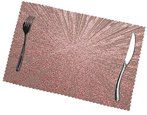 Rose Gold Pink Placemats Set Of 6.Heat-Resistant Placemats Can Be Washed And Reused.Thick And Durable,Table Mat.30 X 45cm.