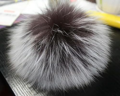 Natur Fell Pompon Pelz Pom mit Knopf DIY Fuchs Pompom Kugeln Fell Pompon Fuchs Waschbär Pom Pom für Schals Hüte Taschen Zubehör
