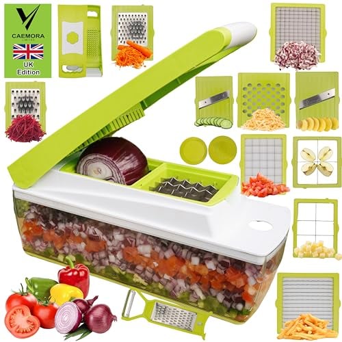 14-in-1 Multi-Purpose Vegetable Fruit Grater, Safest Mandoline Slicer, Onion Veggie Slicer Dicer Chipper Peeler, Veg Chopper, Potato Grater